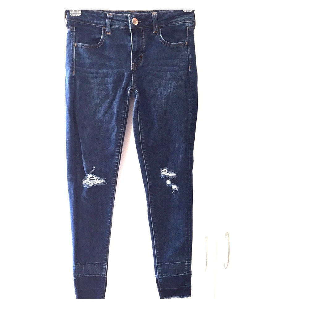 American Eagle Denim Blue Ripped Skinny Jeans